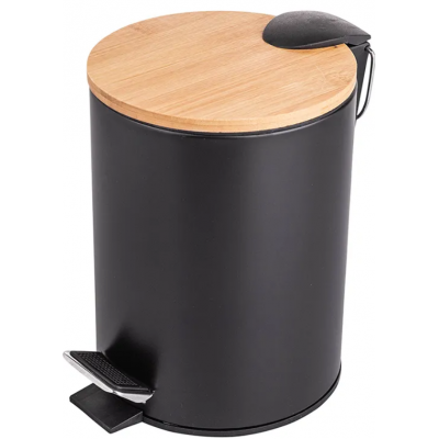 Kosz na śmieci 5l czarny z pokrywą - Bamboo